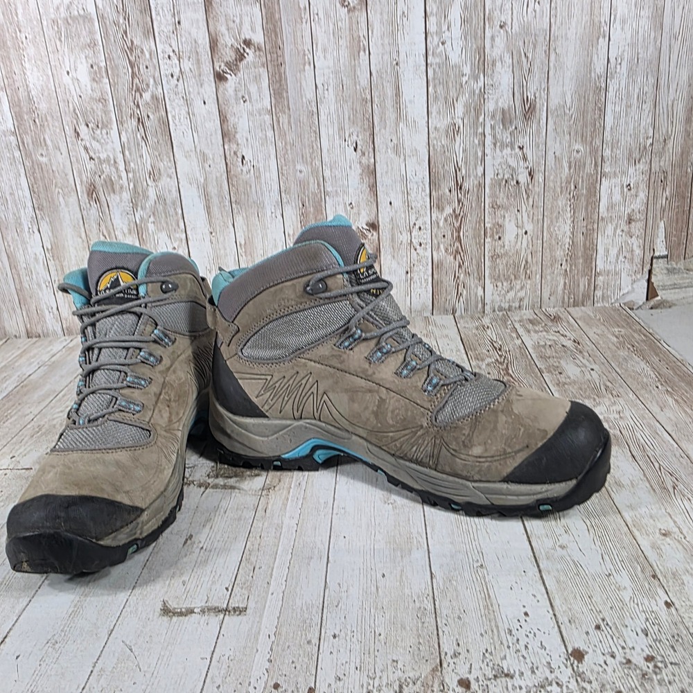 La Sportiva FC 4.0 GTX Womens Hiking Boots Grey Teal Gore-Tex Vibram Size 10 - Picture 6 of 8